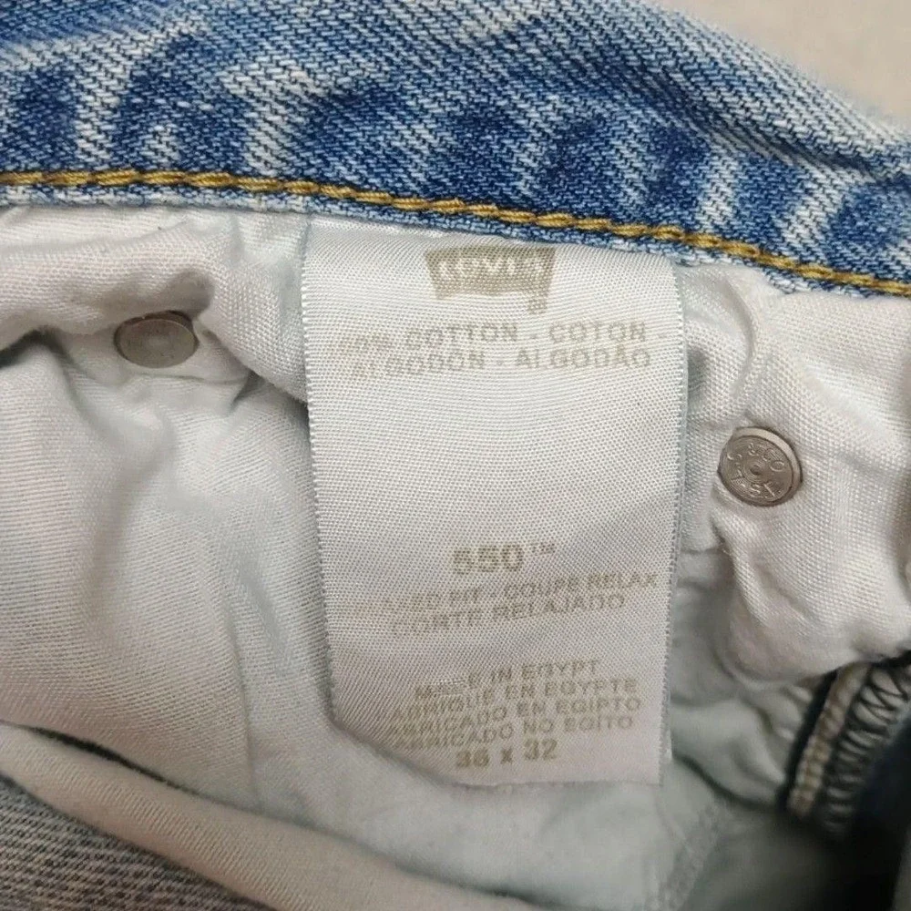 Levis 550 Jeans Mens 35x31 Blue Y2k Relaxed Tapered Light Wash Denim 5-Pocket